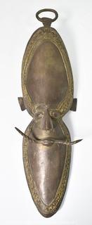 Tribal Cast Bronze Mask African Art. Measures 15" long. 