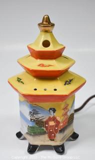 Vintage Japanese Boudoir Pagoda Porcelain Perfume Table Lamp or Night Light