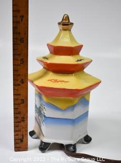 Vintage Japanese Boudoir Pagoda Porcelain Perfume Table Lamp or Night Light