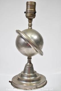 Art Deco Aluminum Globe Hemisphere “Saturn” Table Lamp. Measures: 11" Tall. WAS 157SG