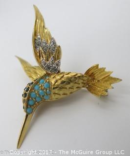 Jomaz (Joseph Mazer)Rhinestone hummingbird brooch/pin; - #1209