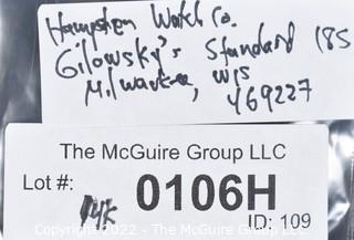 Size 18 - Hampden Watch Co - Gilowsky's Standard, Milwaukee, WI
- Serial# 469227 - 15J - 14k Gold Filled Hunting Case {Note: Description Altered 4-6-22 @ 7:40pm ET}