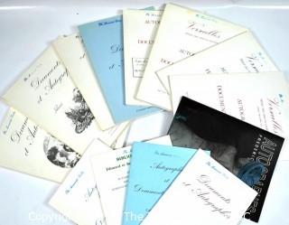 (14) Miscellaneous Large French Catalogs, c 1970’s. 9 from Drouot Rive Gauche, 3 by Michel Castaing at The Versailles Hotel Des Chevau-Legers, and the Collection of Sacha Guitry titled  "Autographs of Frederrich Castaing" with Man Ray photo cover.