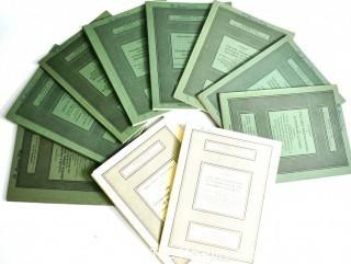 (10) Green Cover Catalogs from Sotheby & Co of New Bond Street London, 1964-1967.   All feature printed books, autograph letters and historical documents.  Most were property of British nobility and library companies.  All contain lists of prices realized including buyers, a few facsimiles and images. 