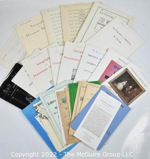 (24) Foreign Catalogs, many in French.  Includes John A. Kinnane, Michael Silverman, Sophie Dupre #26,  Hotel Drouot - Chopin/Sand & Their Daughter Solange;  Saffroy Fixed Price Sale #21 1951; Eugene Rossignol #1 1950, #2 1952, Bulletin #1 Napoleon Letters;  Saggiore Automne 1976, Marc Loliee #82 1953; Items From 1st Empire, Alain Nicolas; Librairie L’Echiquier by Fredric Castaing #21 7 Black Cover; Ader Picard Tajan Paris Nouveau Drouot An Open Auction April 1986; Hotel Drouot 1973 Jacques Offenbach; Scientific Documents 1969; Souverains et Princes De l’Europe 1970; Libraire De L’abbaye #237, 238 & 239 of 1979; Bulletins #50 & 134; Plus 2 from Nicolas Rauch S.A. of Geneve 1957 Auction, December 2, 1957; 2 Copies of Science Plus, April 1957.