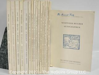 (5) Illustrated Book and Autograph Auctions from Galerie Gerda Bassenge of Berlin Dated 1966-1969, Vols. 7, 10, 11, 12 &13; (11) Illustrated Rare Book, Manuscript and Autograph Catalogs from Dr. Ernest Hauswedell of Hamburg Dated 1955-1965 Vols. 63, 85, 88, 90, 97, 100, 104, 108, 112, 131 & 137