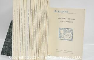 (5) Illustrated Book and Autograph Auctions from Galerie Gerda Bassenge of Berlin Dated 1966-1969, Vols. 7, 10, 11, 12 &13; (11) Illustrated Rare Book, Manuscript and Autograph Catalogs from Dr. Ernest Hauswedell of Hamburg Dated 1955-1965 Vols. 63, 85, 88, 90, 97, 100, 104, 108, 112, 131 & 137