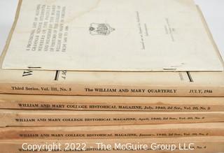 (5) Issues of The William and Mary Quarterly - Oct 1939, January 1940, April 1940, July 1940 & July 1946.  Includes Maps and Provisional List of Alumni Etc. of The College from 1693 to 1888.