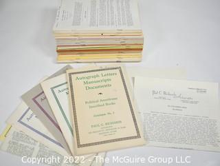 Paul Richards Catalogs of Autograph Letters, Manuscripts, Documents Vols 1-5, 11 Beacon Bulletin Autographs, Fixed Price Vols 9-28 & 24 Catalogs in Different Format Vols 39-65