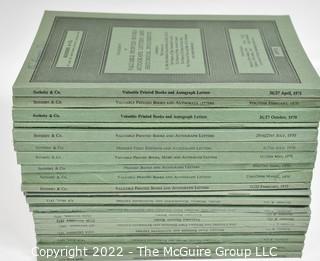 (22) Catalogs from Sotheby & Co. Of New Bond Street London, 1970-1972 Featuring Literature, First Editions & Literary Manuscripts, Children’s Books, Drawings & Juvenilia, Music & Musicians, Theatrical Posters, Victorian Fiction, Printed Books, Presentation Copies, Hebrew Manuscripts, Autograph Letters and Historical Documents.  Most Were Property of British Nobility and Library Companies.  All Contain Lists of Prices Realized Including Buyers, a Few Facsimiles and Images.  