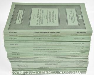 (22) Catalogs from Sotheby & Co. Of New Bond Street London, 1970-1972 Featuring Literature, First Editions & Literary Manuscripts, Children’s Books, Drawings & Juvenilia, Music & Musicians, Theatrical Posters, Victorian Fiction, Printed Books, Presentation Copies, Hebrew Manuscripts, Autograph Letters and Historical Documents.  Most Were Property of British Nobility and Library Companies.  All Contain Lists of Prices Realized Including Buyers, a Few Facsimiles and Images.  