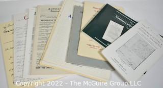 (25) Manuscript Catalogs and Special Auctions to Benefit the Manuscript Society: MAAGS #927 1970 on the Occasion of London Manuscript society convention; Superior Galleries – The Manuscript Society Sale of May 26, 1990; Superior Galleries, 1991 Manuscript Society Sale, Los Angeles February 13, 1991; Parke-Bernet sale of Historical and Literary Manuscripts from the collection of Forest Sweet 9/20/1962, descriptions but no prices; Collection of Signers of the Declaration of Independence 1/12/1965; Camden House Auctioneers Annual Manuscript Society Auction, Seattle 1995 with descriptions (plus addendum), facsimiles and presale estimates; M.A.C. Co-Operative Catalog XIV from Kenneth Rendell; UACC 16th Annual autograph auction & Show May 22, 1983; Scott Petersen price list 1991; Edward Bomsey 2 price lists 1983 & 1986; Forest H. Sweet Autograph Letters of American Historical Material; 9 Price Lists Money back guarantee that every item is a genuine original. 