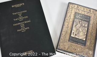 (2) Hard Cover Books Including The Collection Of The Garden LTD: Magnificent Books and Manuscripts, Sotheby’s, NY November 9 -10, 1989 Catalog with Inserted Sale Estimates and Sales Prices Realized.  Collection of Works of The Mind, Including the History of Publishing and Printing Curated by Haven O’More and a Gentle Madness: Bibliophiles, Bibliomanes, and the Eternal Passion For Books By Nicholas A. Basbanes, 1995, Ex Library Edition.