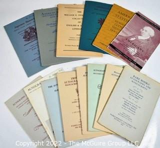 7 Parke-Bernet of New York Catalogs, most with Prices Realized and/or Marginal Notes by An MS President, Oct 1959 W Indian Peace Medals, Lincoln & Grant; March 1960 Key Musicians, Palestine and Gwinnett; May 1961 Oscar Cintas Collection with Cervantes, Shakespeare and Newton; October 1961 A Boston Lawyer’s Judaica; Nov 1964 - G Washington Items from Deerfield; Feb 1971 GW, Lincoln Dolly Madison Etc.; Nov 1974 William Stockhausen Collection of Great Literature Items.  7 Parke-Bernet, NY Catalogs Without Prices Realized of American Statesmen February 1970, Americana April 1970; Americana & Art Dec 1964 with G. Washington’s Farewell Orders; March 1966 from The Valentine Museum; Jan 1958 Signers from The Collection of Albert Madlener; April 1958 Important Autographs from James Graham; Feb 1959 Benedict Arnold and Col Andre. 