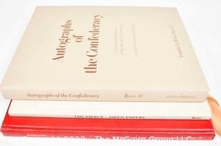 (3) Book Group Includes Jane M. Pierce (1806-1863) wife of President Franklin Pierce the Pierce-Aiken Papers edited by Norman F. Boas, 1983 inscribed by the author to the Library of the Manuscript Society with major portions on Bowdoin College, Autographs of the Confederacy: a collection of handwriting of Men who led the Confederacy by Michael Reese II, 1981 A COHASCO Publication with signed complimentary transmittal sheet by Bob Snyder and Letters on the American Revolution In Karolfred Library Vol II by Frederick R. Kirkland, 1952 copy #148 of limited edition of 500 inscribed by the author to Joseph E. Fields.