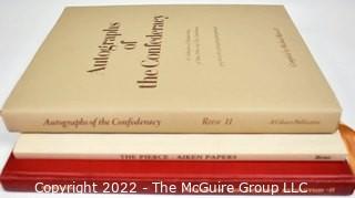 (3) Book Group Includes Jane M. Pierce (1806-1863) wife of President Franklin Pierce the Pierce-Aiken Papers edited by Norman F. Boas, 1983 inscribed by the author to the Library of the Manuscript Society with major portions on Bowdoin College, Autographs of the Confederacy: a collection of handwriting of Men who led the Confederacy by Michael Reese II, 1981 A COHASCO Publication with signed complimentary transmittal sheet by Bob Snyder and Letters on the American Revolution In Karolfred Library Vol II by Frederick R. Kirkland, 1952 copy #148 of limited edition of 500 inscribed by the author to Joseph E. Fields.