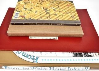 (4) Book Lot Including From The White House Inkwell:  American Presidential Autographs by John M. Taylor, 1968, Facsimile Of Washington’s Accounts From June 1775 To June 1783 by Dr. William R. Coleman and published by the Manuscript Society in 1983, #1206 of limited edition of 1783, The Fundamental Constitutions of South Carolina Facsimile Reproduction of Manuscript in Collection of the Charleston Library Society, 2012 with forward by Justice Sandra Day O’Connor and Physician Signers of the Declaration of Independence by George E. Giffored Jr. 1976.