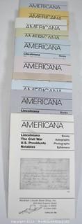 (17) Lincoln Items Including 11 Fixed-Price Postal Sales Catalogs from “The Abraham Lincoln Book Shop” of Chicago 149, 152, 154, 156, 157, 158, 179, 180, 181, 182 & 183 Covering Lincolnania, The Civil War, Presidents, Notables, Personalities, & Assassination With Photos, Documents And U.S. Grants Etc.; Parke Bernet of NYC Sale of Bliss Copy Gettysburg Address and Other Items Collected For The Sanitary Commission Fair In Baltimore 1864; Charles Wesley Olsen Collection of Lincoln & John Brown Papers; Lincoln’s Inner Circle By Harry Pratt or The Illinois State Historical Society; 6 Seaport Bicentennial Autograph Catalogs 111-116 Featuring Abraham Lincoln Inside and on Each Cover.