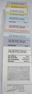 (17) Lincoln Items Including 11 Fixed-Price Postal Sales Catalogs from “The Abraham Lincoln Book Shop” of Chicago 149, 152, 154, 156, 157, 158, 179, 180, 181, 182 & 183 Covering Lincolnania, The Civil War, Presidents, Notables, Personalities, & Assassination With Photos, Documents And U.S. Grants Etc.; Parke Bernet of NYC Sale of Bliss Copy Gettysburg Address and Other Items Collected For The Sanitary Commission Fair In Baltimore 1864; Charles Wesley Olsen Collection of Lincoln & John Brown Papers; Lincoln’s Inner Circle By Harry Pratt or The Illinois State Historical Society; 6 Seaport Bicentennial Autograph Catalogs 111-116 Featuring Abraham Lincoln Inside and on Each Cover.