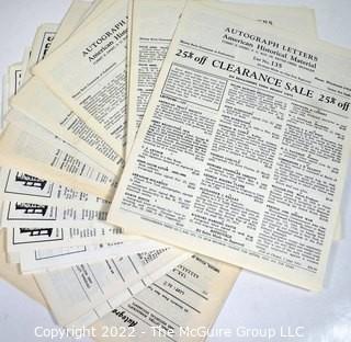 Group of Net Price Autograph Lists from 1950s-1960s (Most 8-12 Pages with 200 Items Described Each Piece).  Lists 135-162 were Curated by Manuscript Society Charter Member Forest H. Sweet, #269-299 by His Daughter Julia Sweet Newman and #s DM-2 through DI-6 by Ben Bloomfield of University Place NYC.