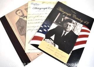 3 Profiles in History Illustrated Catalogs: #46 Including Charles Shultz Snoopy as Red Baron, Walt Disney and UCLA, #48 JFK Photo Inscribed to Elliott Roosevelt; #75 Lincoln Cover and 2 Page Pull Out 13th Amendment Facsimile. Offered by MS Southern California Activists Joseph Maddalena & Marsha Malinowski.