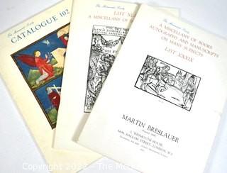 (3)Martin Breslauer of London Catalogs: Vol 102 with Illustrations, Estimated Price List and Some Annotated Prices Realized; Vol XLI and XXXIX with Illustrations and Price Estimates. 