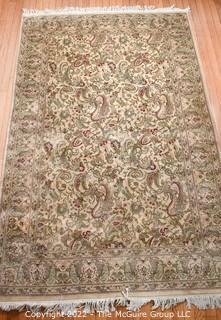 Hand-Knotted Paisley Pattern Persian Rug on Beige Ground.  Measures 54" x 93".  WAS215PG