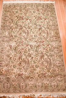 Hand-Knotted Paisley Pattern Persian Rug on Beige Ground.  Measures 54" x 93".  WAS215PG