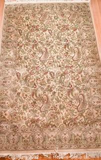 Hand-Knotted Paisley Pattern Persian Rug on Beige Ground.  Measures 54" x 93".  WAS215PG