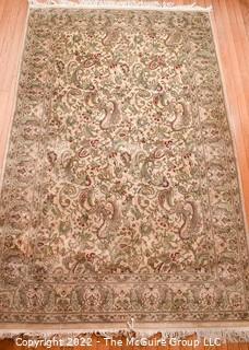 Hand-Knotted Paisley Pattern Persian Rug on Beige Ground.  Measures 54" x 93".  WAS215PG