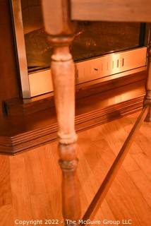 Vintage One Drawer Maple Farmhouse Table.  18" x 34" x 34". Some damage to back leg as shown