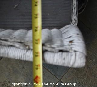 Vintage Bar Harbor White Wicker Couch.  Some Holes in Webbing. Measures 25" x 34" x 75". WAS 23PG