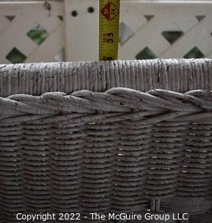 Vintage Bar Harbor White Wicker Couch.  Some Holes in Webbing. Measures 25" x 34" x 75". WAS 23PG