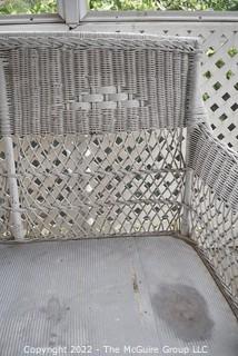 Vintage Bar Harbor White Wicker Couch.  Some Holes in Webbing. Measures 25" x 34" x 75". WAS 23PG