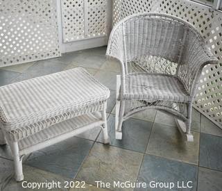 Wicker Porch Rocking Chair and Table. 