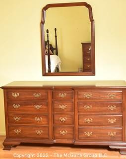 Cherry 12 Drawer Chest with Matching Wall Mirror.  Made by Pennsylvania House. Dresser measures 20" x  34" x 63" and mirror measures 30" x 40"