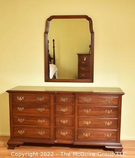 Cherry 12 Drawer Chest with Matching Wall Mirror.  Made by Pennsylvania House. Dresser measures 20" x  34" x 63" and mirror measures 30" x 40"