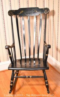 Vintage Black Harvest Stenciled Hitchcock Rocking Chair