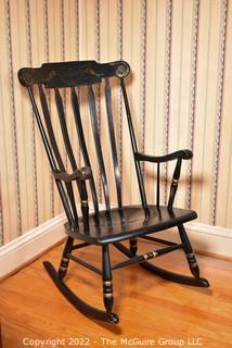 Vintage Black Harvest Stenciled Hitchcock Rocking Chair