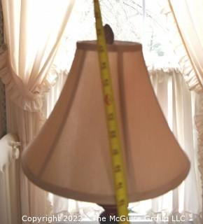 Wooden Candle Stick Table Lamp with Shade