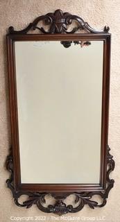 Hand Carved Mahogany Mirror.  21" x 39"