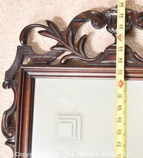 Hand Carved Mahogany Mirror.  21" x 39"