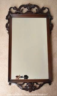 Hand Carved Mahogany Mirror.  21" x 39"