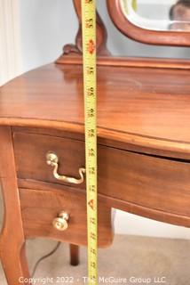 Vintage Walnut Dressing Table or Vanity with Beveled Tilting Mirror. 36W x 19D x 53"T 