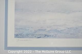 Framed Under Glass Print of Juneau, Alaska 1976 Pencil Signed by Artist Nancy Taylor Stonington 19 x 25"