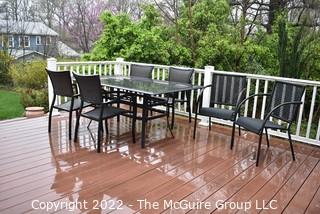 Outdoor Dining Table and Four (4) Chair Set.  Pair of additional non-matching chairs included.