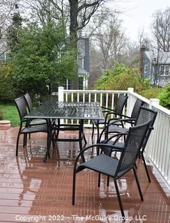 Outdoor Dining Table and Four (4) Chair Set.  Pair of additional non-matching chairs included.