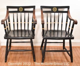 Pair of Harvard Stenciled Club Arm Chairs made by Nichols & Stone WAS 206PG