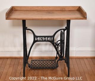 Oak Top Vintage Singer Pedal Sewing Machine Base Table  WAS 205PG