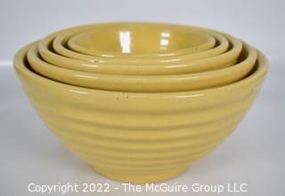 Set of 5 Vintage Yellow Pottery Beehive Ringware Nesting Mixing Bowls. Largest 10" Diameter.WAS 271PG